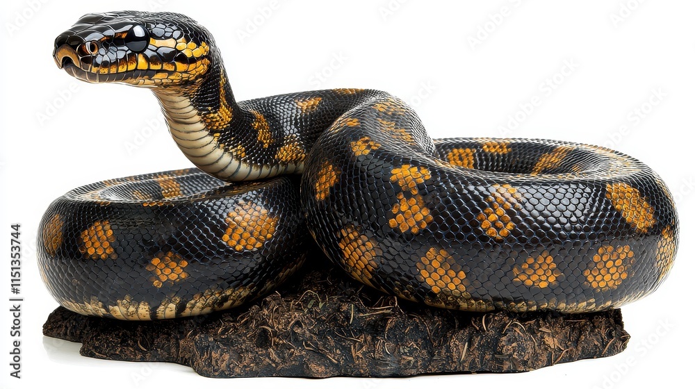 Realistic depiction of a coiled snake with vibrant coloration and intricate details Realistic depiction of a coiled snake with vibrant coloration and intricate details