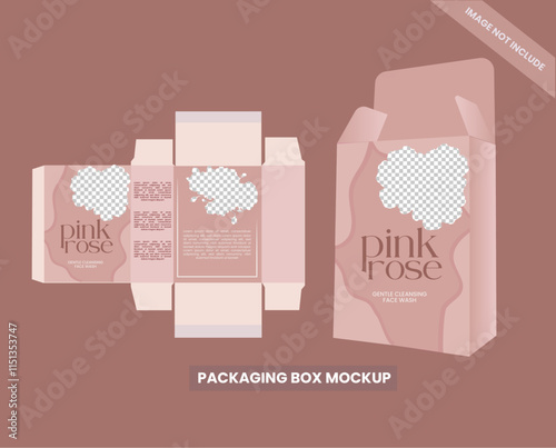 Packaging box design with Box dies line, 3d Box Mockup, icon, frames and Design elements, 3d Illustration, Vector design Template.