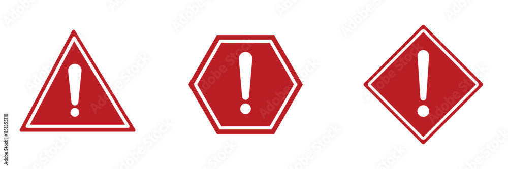 Danger sign vector. Warning sign isolated on white background.
Danger sign vector. Warning sign isolated on white background.
