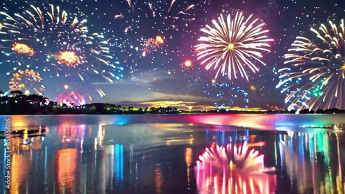 fireworks over the city