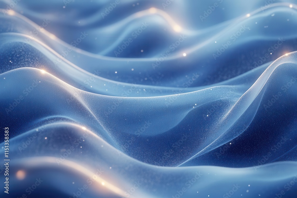 abstract background portrays fluid blue liquid flows, creating a sense of movement and depth, with soft gradients and highlights inviting exploration of color and form