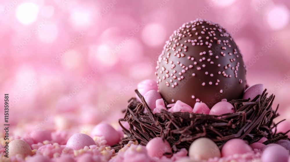 Chocolate Easter Egg Nest Pink Sprinkles Delight Chocolate Easter Egg Nest Pink Sprinkles Delight