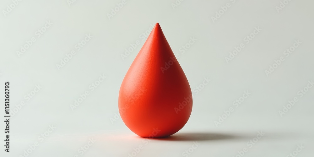 Fototapeta premium Handcrafted plasticine statue featuring a vibrant red water drop shape set against a clean white background. This unique plasticine creation offers a playful and artistic representation of water.