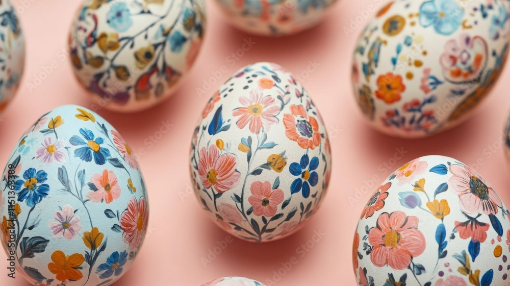 Easter Eggs Decorated With Delicate Floral Designs