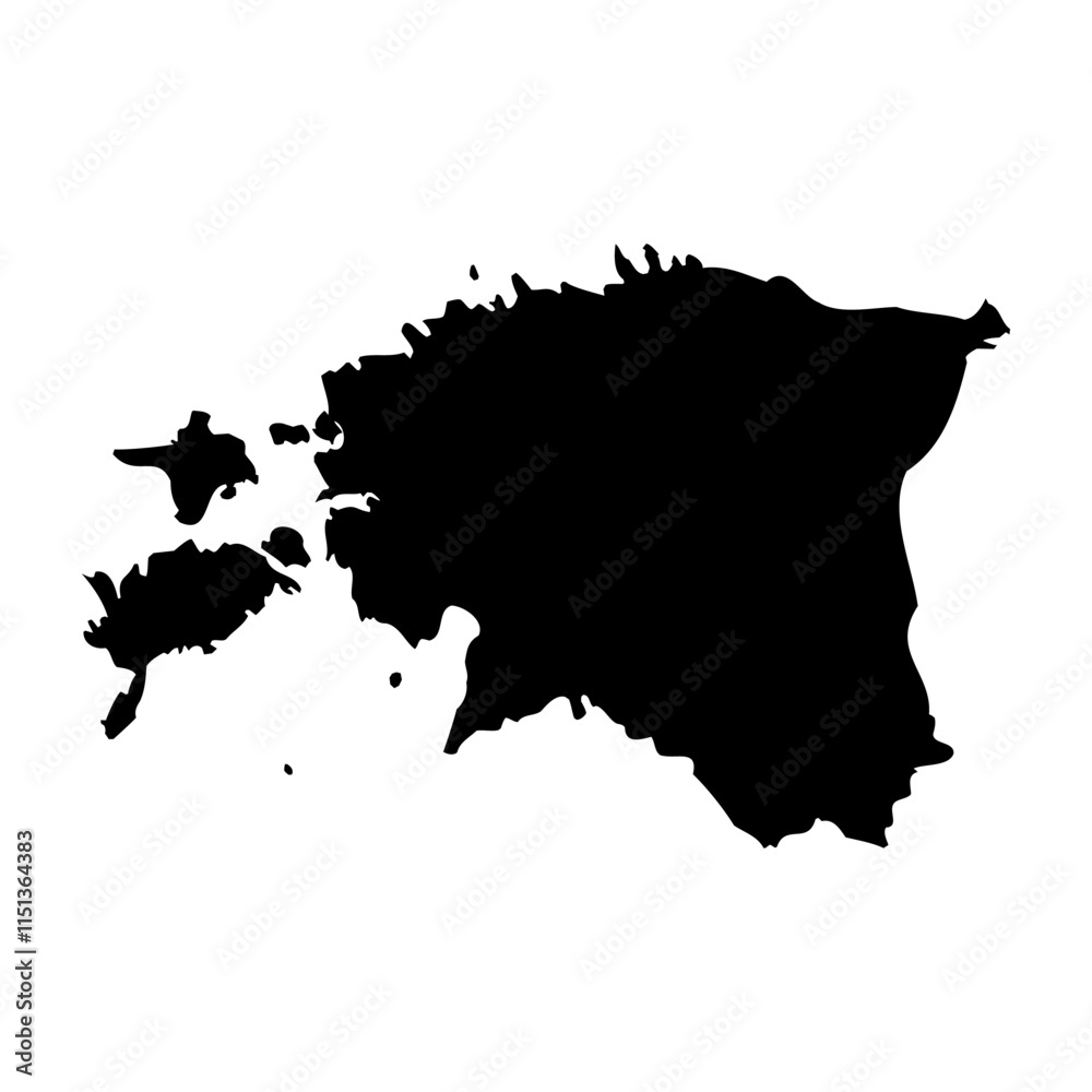 Estonia high detailed vector representation of country silhouette in solid black on white background. For educational, decorative, or informational use showcasing the national outline. Estonia high detailed vector representation of country silhouette in solid black on white background. For educational, decorative, or informational use showcasing the national outline.