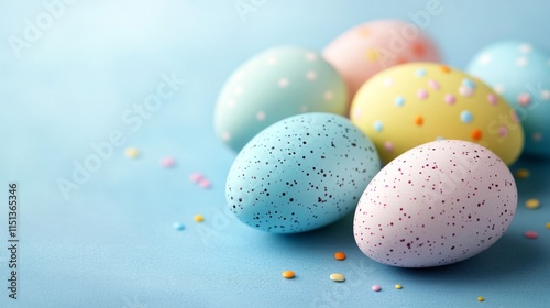 Pastel Easter Eggs Decorated With Sprinkles