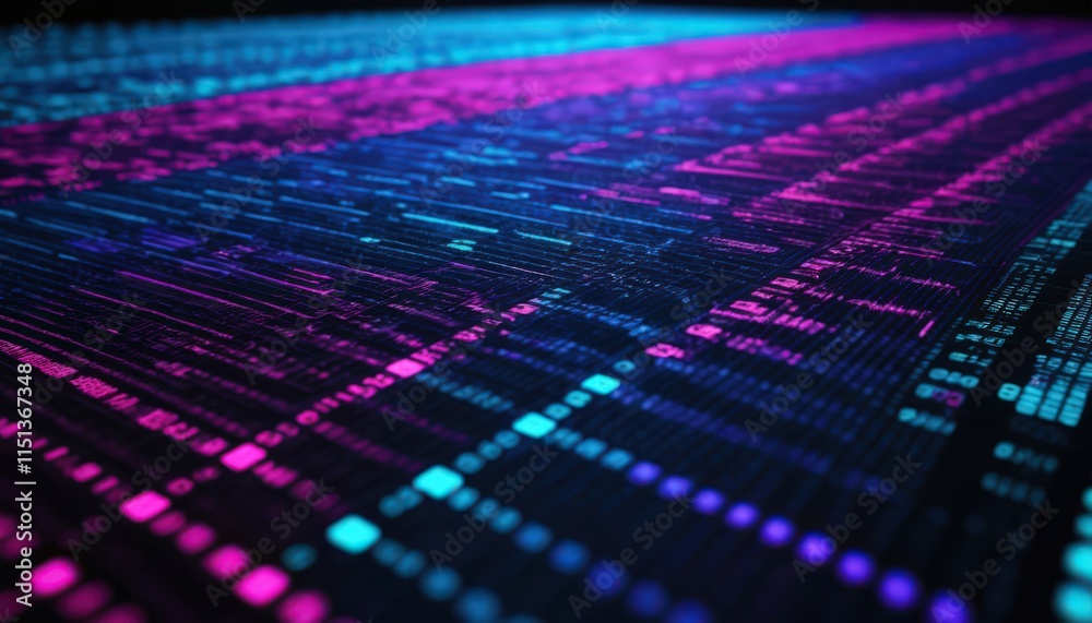 Obraz premium digital data visualization with blockchain, crypto currency, and futuristic matrix design