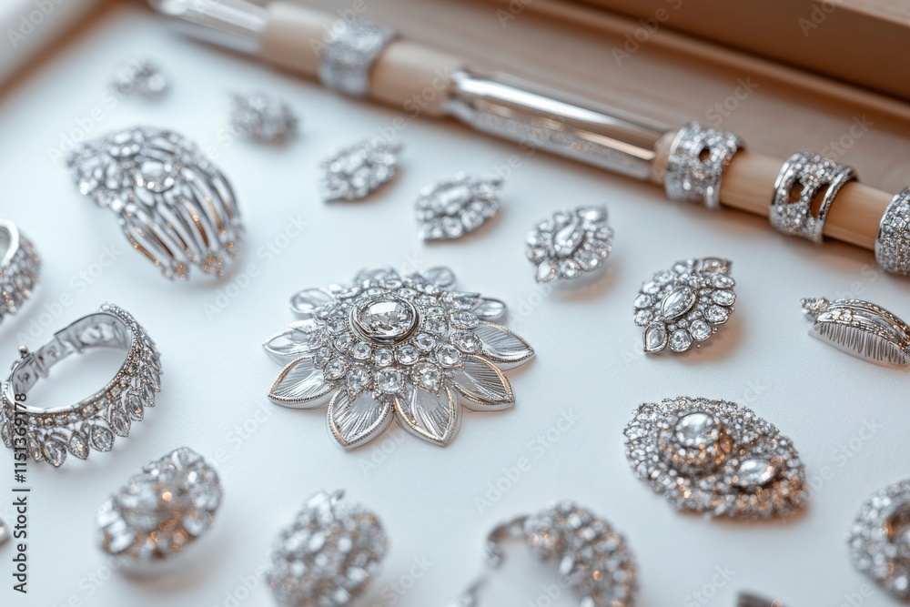 Elegant Jewelry Designs Sketches on White Background