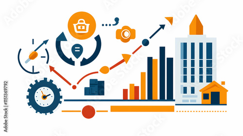 Urban Business Growth Strategy Upward Trend, Time Management, Location,  Building, Shopping.