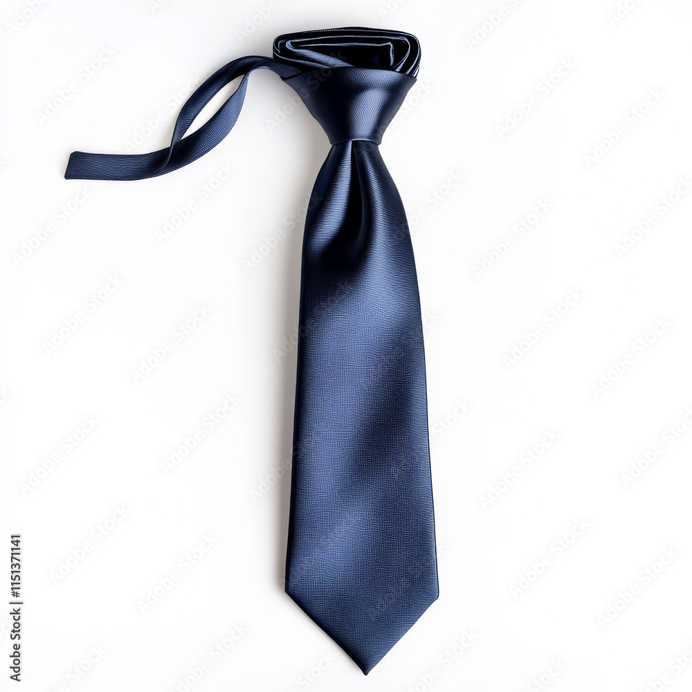Elegant navy necktie on white background, perfect for formal occasions and business attire. This classic accessory adds sophistication to any outfit Elegant navy necktie on white background, perfect for formal occasions and business attire. This classic accessory adds sophistication to any outfit