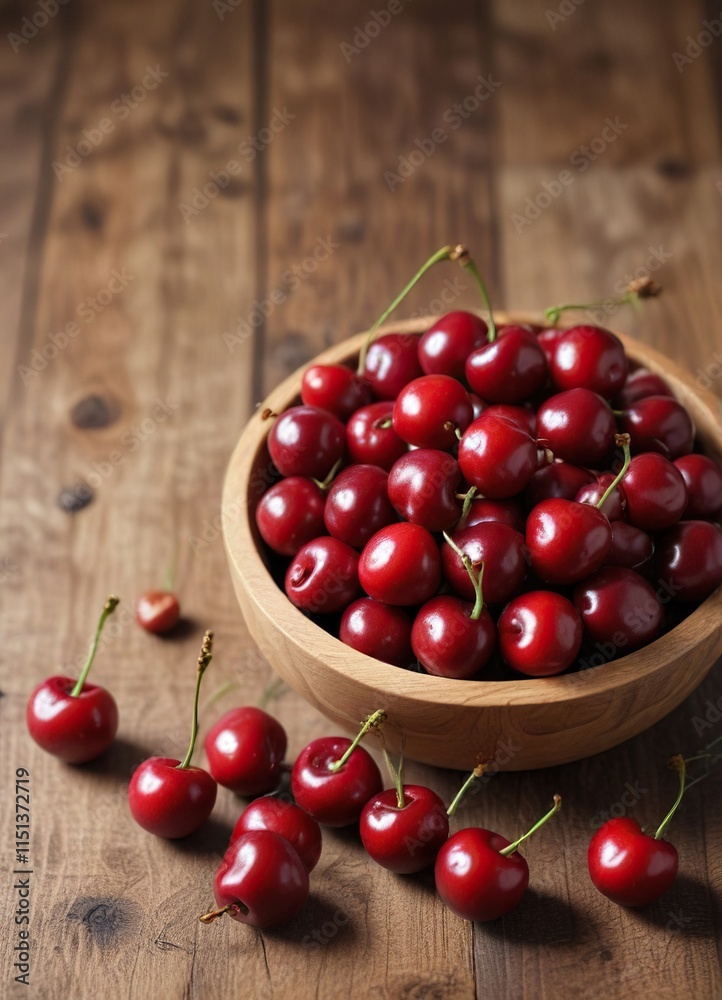 Round juicy sweet cherry fruit on a wooden table, juicy cherry, ripe cherry, fresh cherry Round juicy sweet cherry fruit on a wooden table, juicy cherry, ripe cherry, fresh cherry