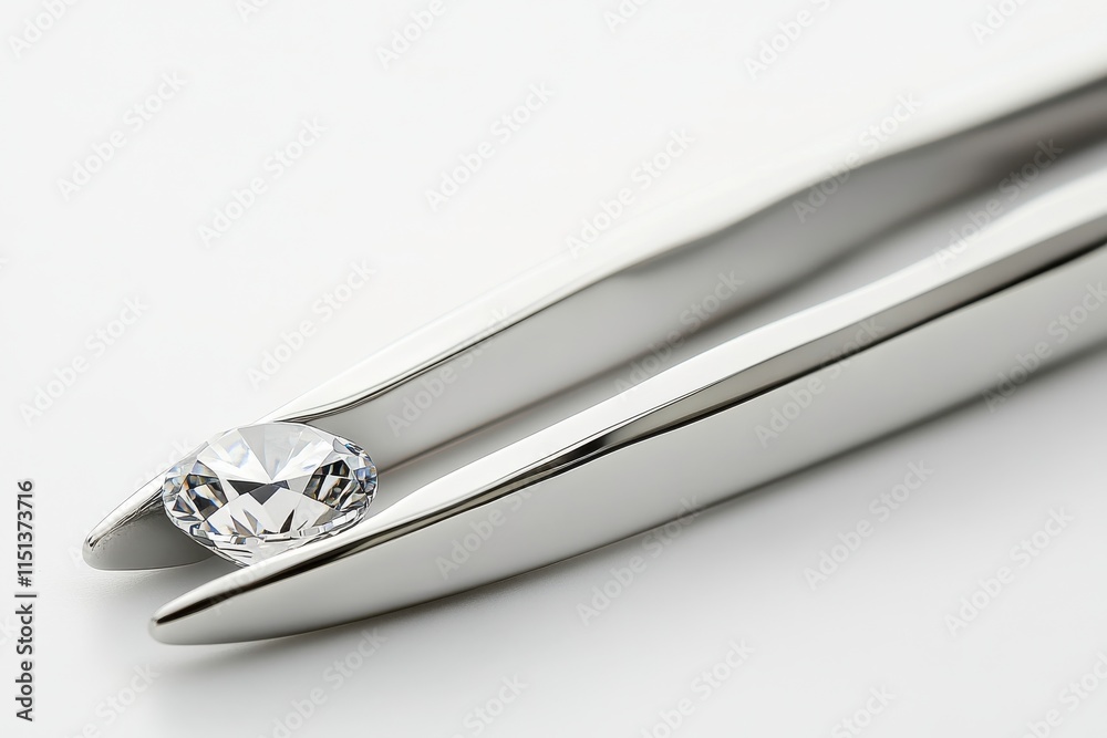 Close-Up of Tweezers Holding a Diamond Close-Up of Tweezers Holding a Diamond