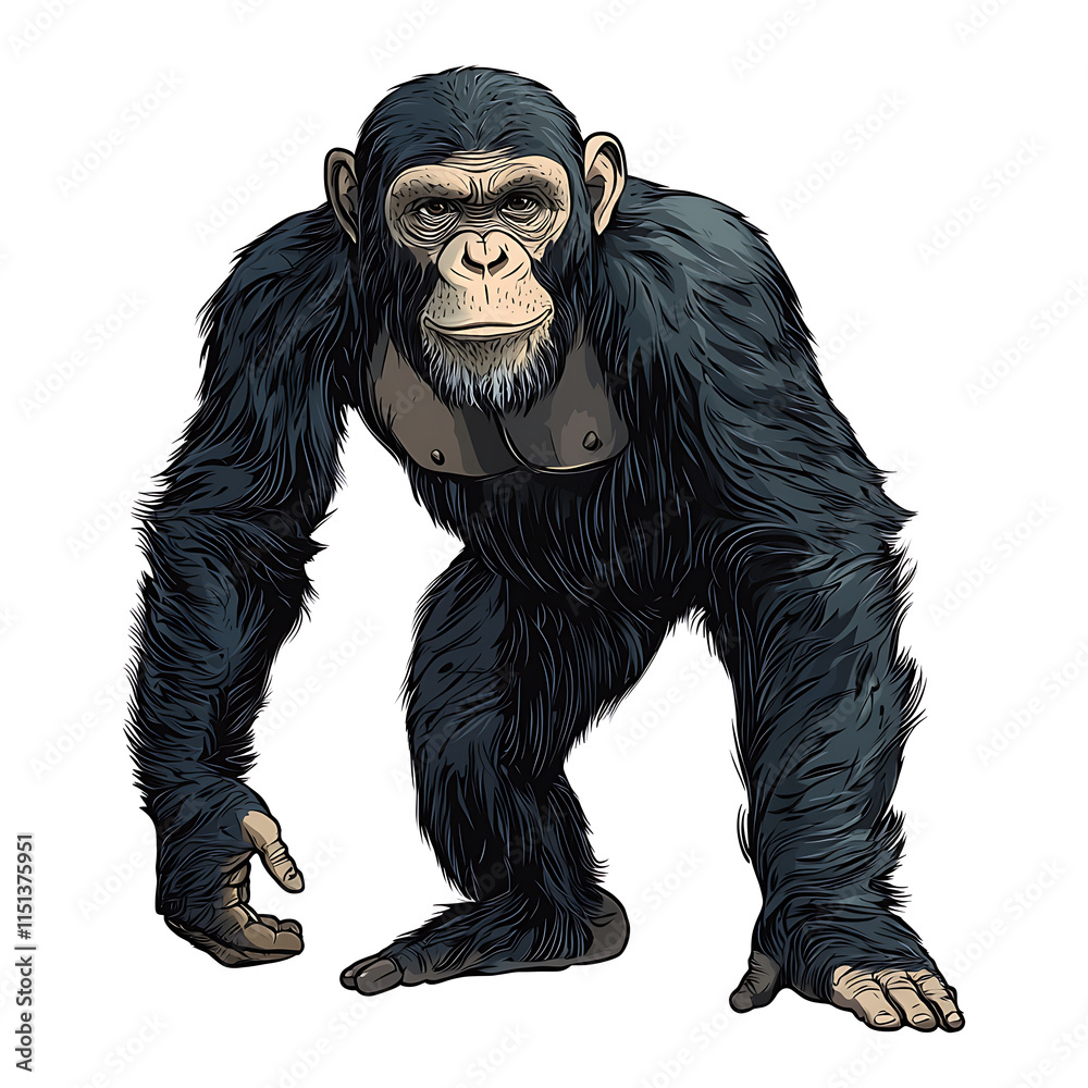 Cute Cartoon Chimpanzee Sitting on white background Cute Cartoon Chimpanzee Sitting on white background