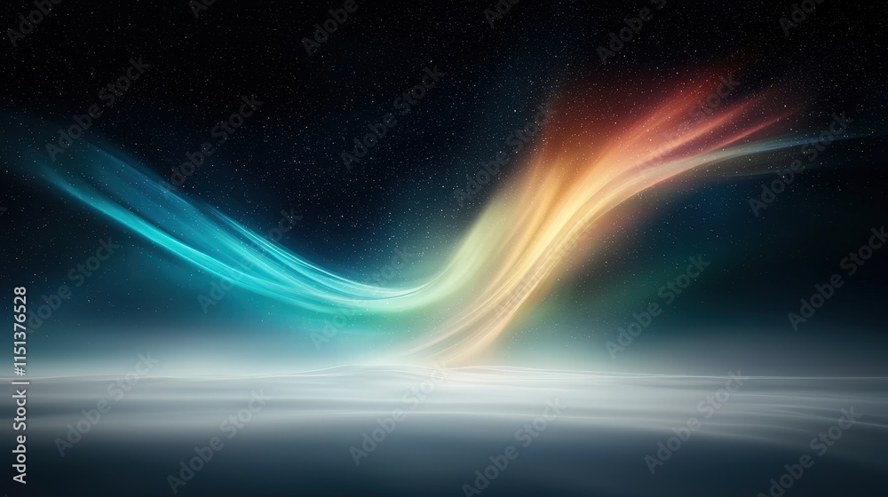 Obraz premium Colorful Abstract Light Waves on Dark Background