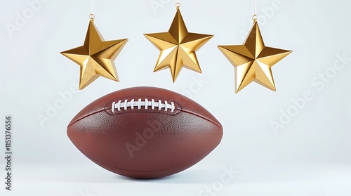 American football ball on white background