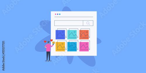 User finding image on search engine browser. Image SEO concept.