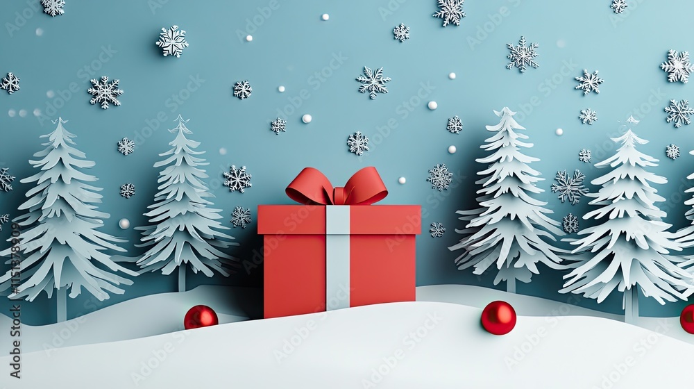 Obraz premium A Celebration of Christmas tree, Santa Claus with gift box, champagne and Beautiful Christmas holiday frame of fir branches with happy new year 2025