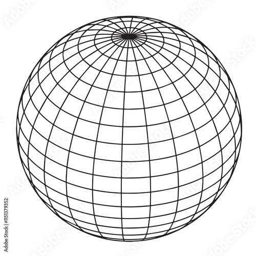 Illustration of meridian globe line art style