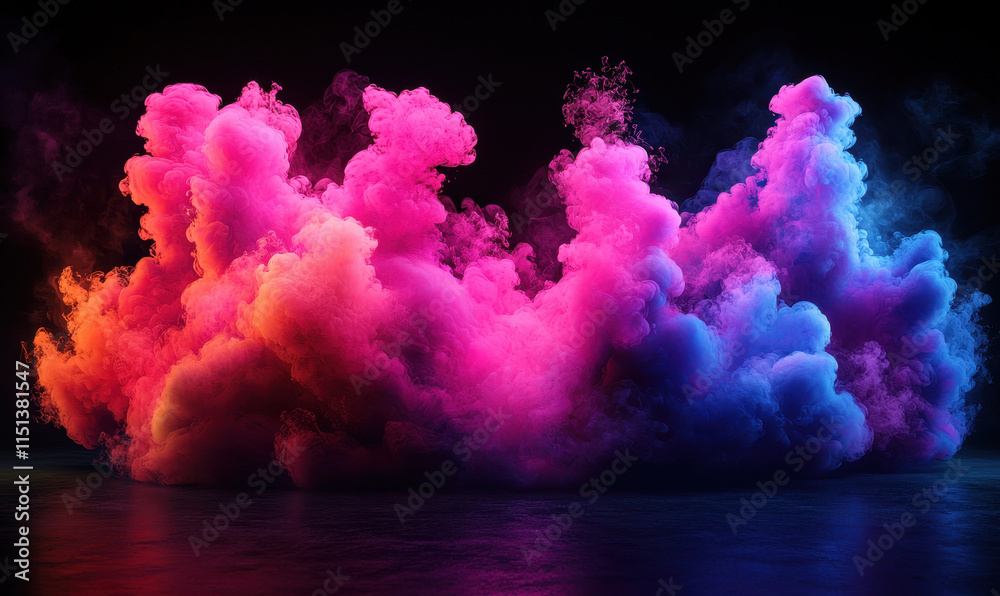 Fototapeta premium Vibrant pink and blue smoke clouds create stunning visual effect