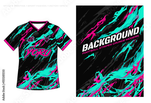 sublimation sporty jersey Car decal livery wrap banner abstract stripe sporty pink teal colour combination grunge brush thunder storm modern pattern racing motorsport vector design water fire ice