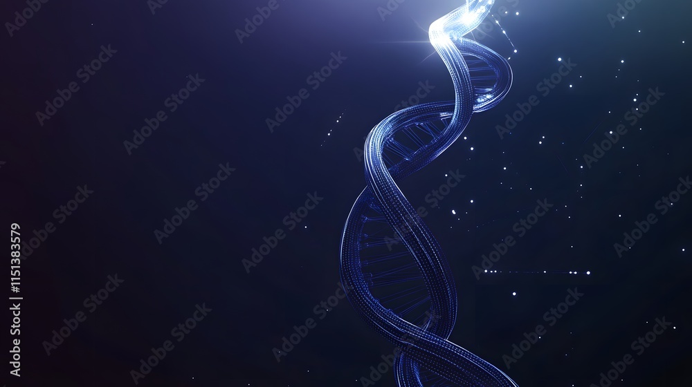 Obraz premium Sleek Modern Science Banner with Glowing DNA Molecule