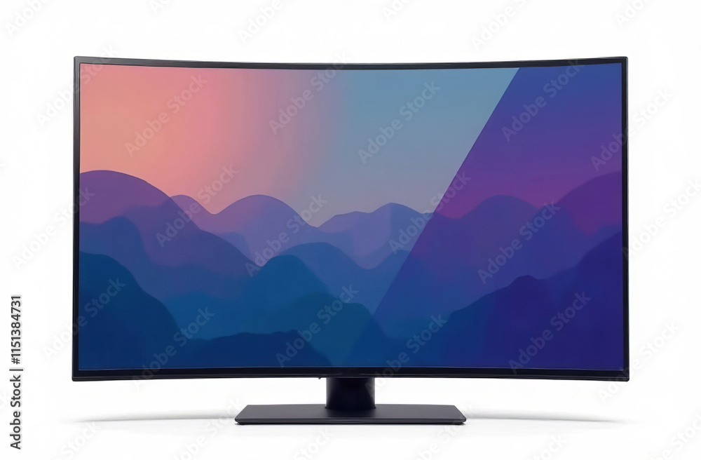 Fototapeta premium TV with a minimalist design, a sleek and modern look. Isolated on white background