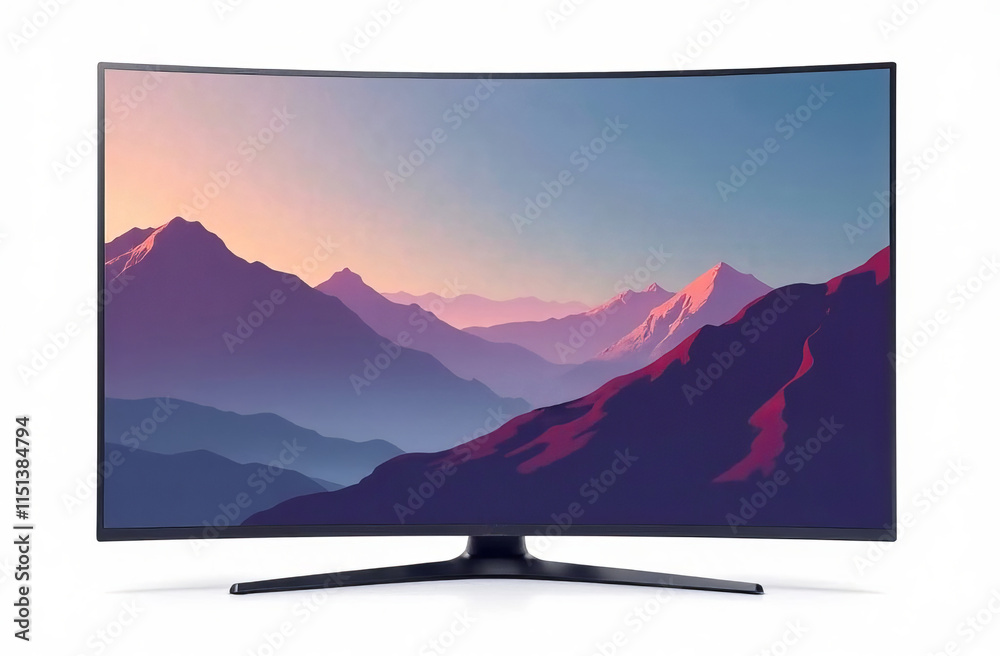 Fototapeta premium TV with a minimalist design, a sleek and modern look. Isolated on white background