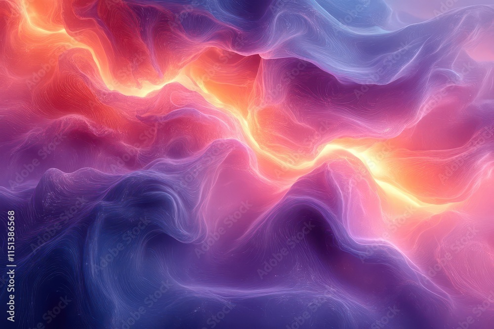Obraz premium dynamic abstract fluid wave in iridescent neon colors, creating a mesmerizing backdrop that evokes movement and vibrancy, perfect for contemporary visual art and design projects