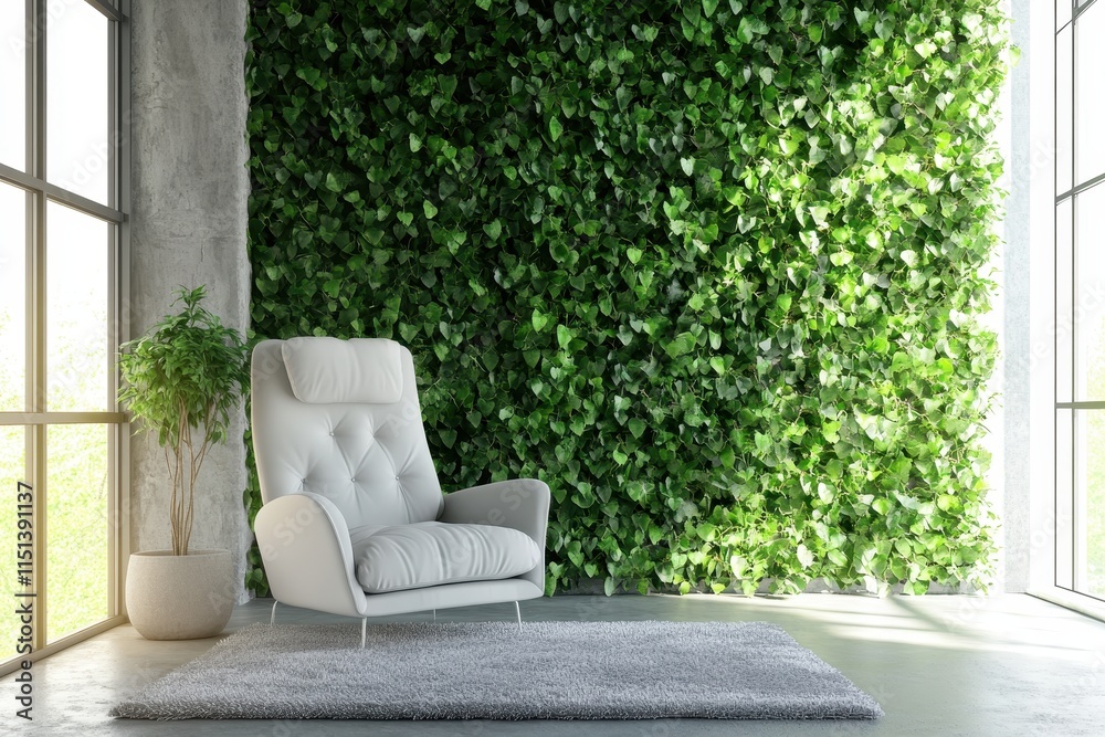 Modern living room with white armchair and green wall. (1) Modern living room with white armchair and green wall. (1)