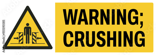 ISO warning safety signs uppercase text_warning ; crushing_landscape size 1/2 a4,a3,a2,a1	 