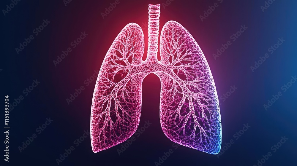Chronic Obstructive Pulmonary disease idea. Illustration of human lungs with intricate vascular structure in vibrant colors. Chronic Obstructive Pulmonary disease idea. Illustration of human lungs with intricate vascular structure in vibrant colors.