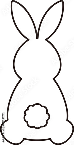 Isolated cute rabbit back outline.
Simple shape of Easter bunny.
Cute rabbit coloring drawing.
Transparent background.