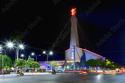 Long Xuyen Cathedral on Christmas Eve