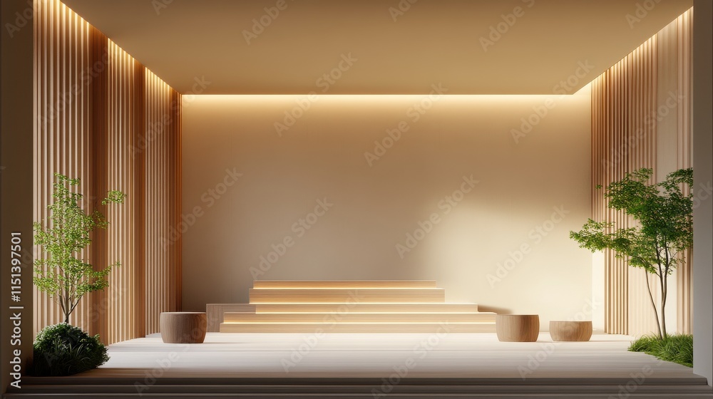 Fototapeta premium A room with a white wall and a wooden floor