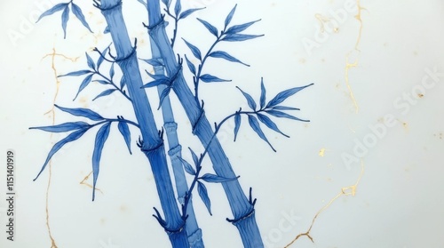 Cracked Blue and White Porcelain with Golden Veins