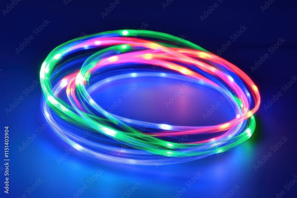 Abstract digital art of glowing neon light trails in vivid pink and blue hues with sparkling particles. Abstract digital art of glowing neon light trails in vivid pink and blue hues with sparkling particles.