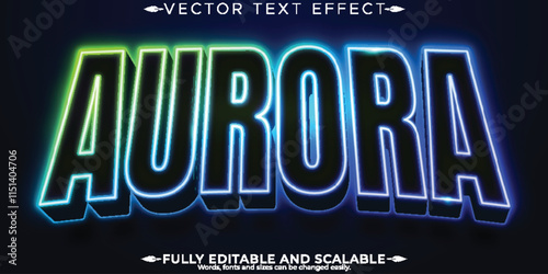 Aurora editable text effect, editable light and neon text style
