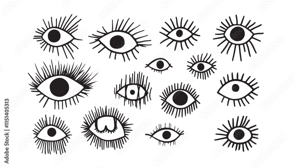 Monochrome Eye Art in Vector Style Monochrome Eye Art in Vector Style