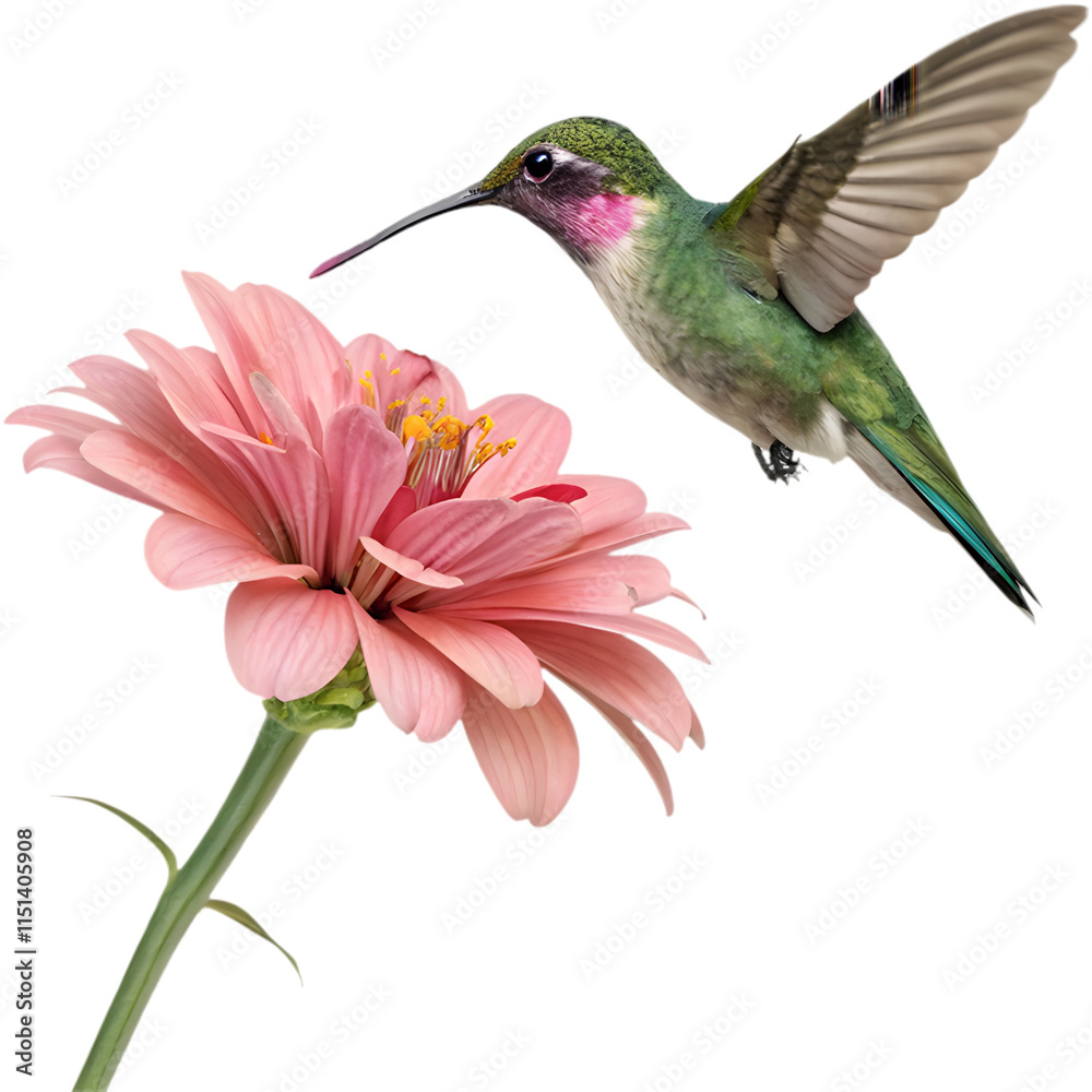Fototapeta premium Adorable cartoon hummingbird clipart, perfect for adding charm to any design.