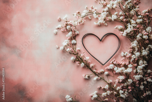 Pink Valentine's Heart Backdrop with Copy Space photo