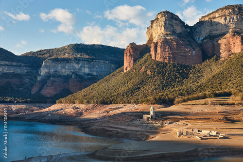 Sau reservoir. Climate change and desertification. Dryness in Catalonia. Barcelona