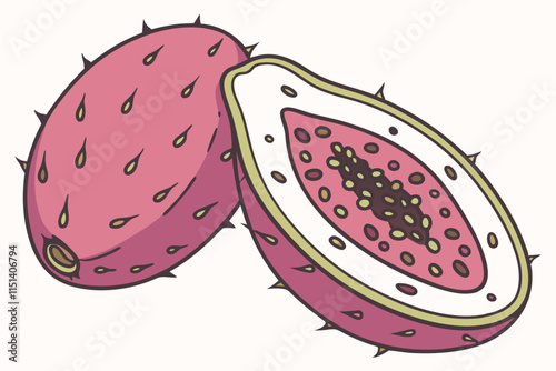 Cactus Fruit (Prickly Pear) - Oval fruit with small spines or dots vector silhouette on a white background