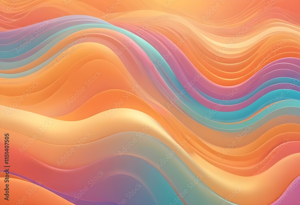 Fototapeta premium Trendy Pastel Color Wave Backgrounds Abstract Retro 60s & 70s Style Vectors