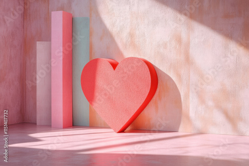 Modern Pink Heart Backdrop with Copy Space.
