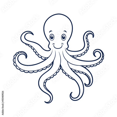 Octopus line art vector Illustration photo