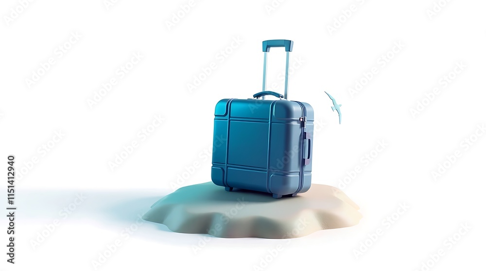 Obraz premium 3D Render Illustration of Tropical Island Vacation elements on white background