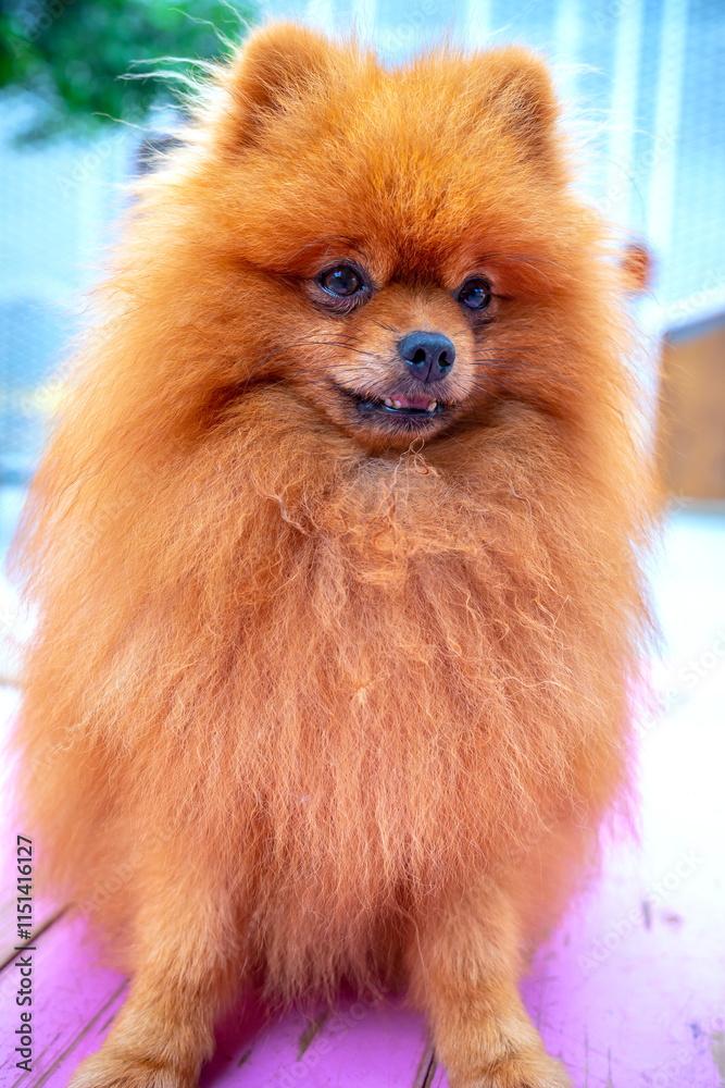 Red pomeranian in domesticated house. They are very friendly and good excessively should choose as pets in your home to close to children Red pomeranian in domesticated house. They are very friendly and good excessively should choose as pets in your home to close to children