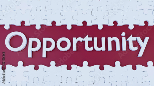 3D Puzzle Piece Missing with 'Opportunity' Text in the Center, Symbolizing the Importance of Seizing Opportunities