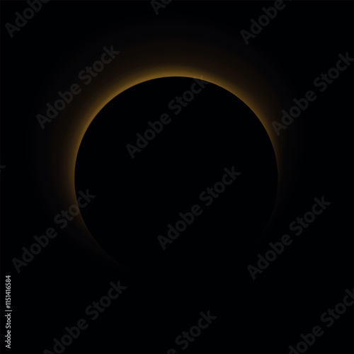 Color illustration of an eclipse of the sun. Vector on black background.