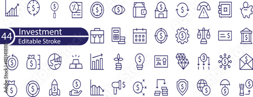 Investment Line Editable Icons set. Vector illustration in modern thin line style of business related icons